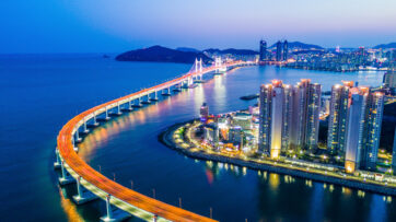 Busan Gwangandaegyo bridge or Gwangan bridge and Haeundae aerial - IMD Business School
