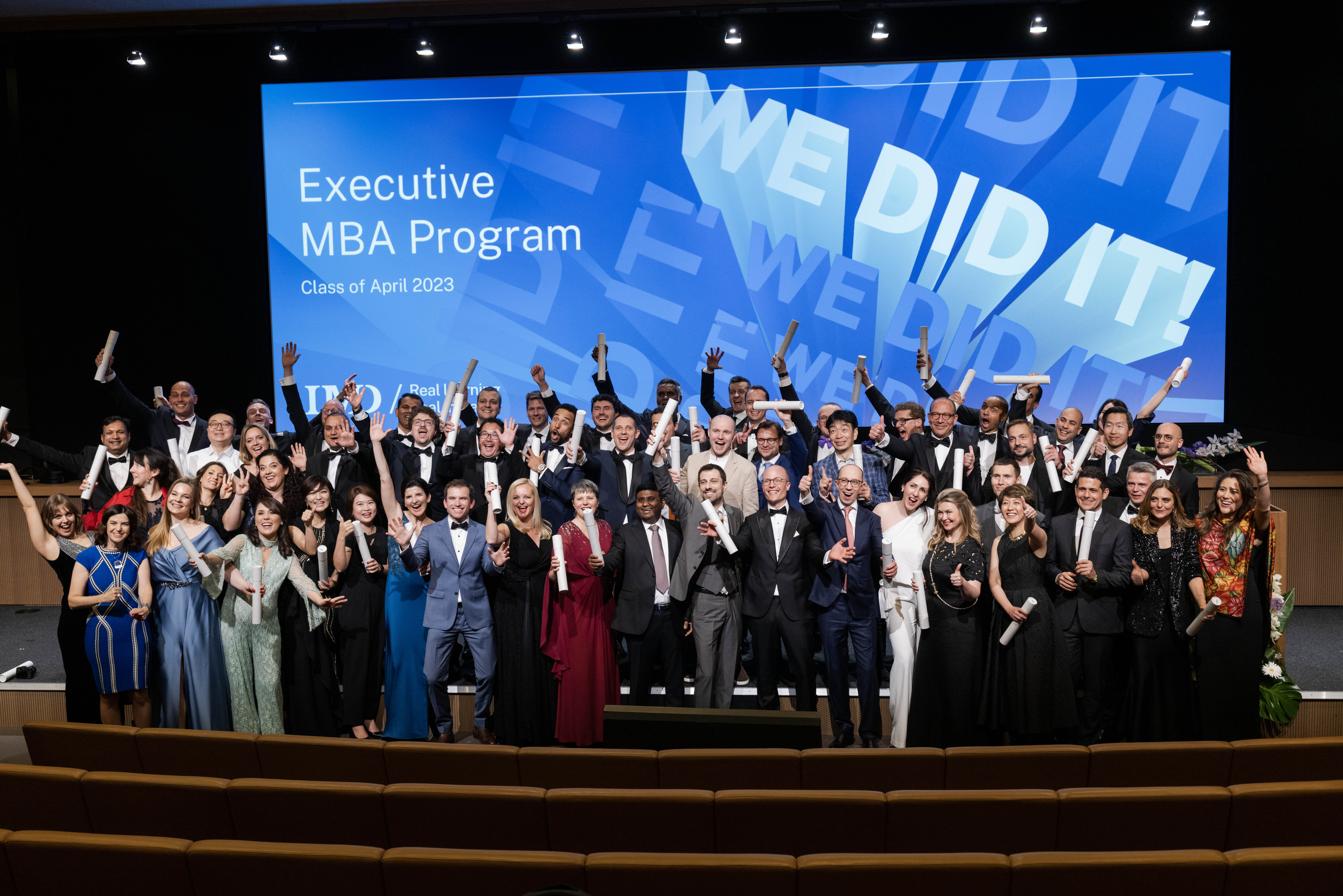Graduation of EMBA April 2023 Cohort on 1st April 2023. © Olivier Vogelsang / IMD - IMD Business School